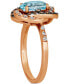 Фото #3 товара Blue Topaz (1-7/8 ct. t.w.) & Diamond (3/8 ct. t.w.) Halo Ring in 14k Rose Gold