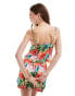 Фото #2 товара Miss Selfridge tie front cami top in tropical print