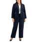 Фото #1 товара Plus Size Contrast-Trimmed Notch Collar Pantsuit