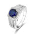 Silver ring with blue crystal AGG326