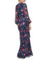 Eliza J Printed Chiffon Maxi Dress Women's Blue 6