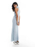 Фото #5 товара ASOS DESIGN boucle sleeveless extreme roll maxi dress in baby blue