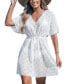 Фото #1 товара Women's White Crochet Short Sleeve Waist Tie Cover-Up Beach Dress