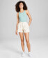 Фото #1 товара Women's High Rise Pleat-Front Denim Shorts, Created for Macy's