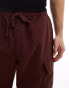 Vans range baggy tapered trousers with elastic waist in dark brown