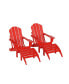 4 Piece Set Classic Folding Adirondack Chair With Footrest Ottoman