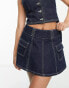 Фото #4 товара ASOS DESIGN co-ord denim mini skirt with pleats in blue