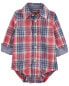 Baby Plaid Button-Front Bodysuit 6M