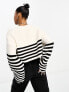 Miss Selfridge thin stripe crop knit jumper in black stripe