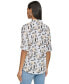 Фото #6 товара Women's Whimsical-Print Roll-Tab Button-Front Top