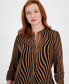 ფოტო #3 პროდუქტის Women's Mixed-Stripe Mandarin Collar Blouse