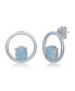 Фото #1 товара Sterling Silver Prong Oval Larimar Open Circle Earrings