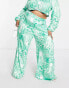 Фото #4 товара Collective the Label Curve exclusive trouser co-ord in green swirl print