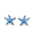 ფოტო #2 პროდუქტის Large Nautical Hawaiian Tropical Beach Vacation Blue Inlay Created Opal Starfish Stud Earrings For Women .925 Sterling Silver October Birthstone
