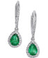 ფოტო #1 პროდუქტის Emerald (1-1/5 ct. t.w.) & Diamond (1/3 ct. t.w.) Drop Earrings in 14k White Gold