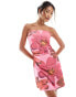 Фото #8 товара ASOS DESIGN ruched side bandeau mini dress in pink floral print