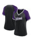 Women's Black Colorado Rockies Glitz Glam League Diva Raglan V-Neck T-Shirt Черный, XL - фото #1