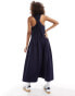 Фото #4 товара ASOS DESIGN sleeveless ribbed bodice with full hem maxi dress in washed navy