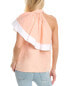 Фото #2 товара Pearl By Lela Rose Poplin Asymmetrical Ruffle Top Women's Pink Xs