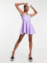 Фото #4 товара Платье Miss Selfridge Petite с бюстье из стразов и бахромой в фиолетовом цвете из кожзама с поясом