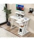 Фото #4 товара L-Shaped Gaming Desk with Outlets & USB Ports Monitor Shelf Headphone Hook