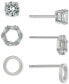 ფოტო #1 პროდუქტის 3-Pc. Cubic Zirconia Stud Earrings in Sterling Silver, Created for Macy's