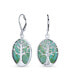 ფოტო #1 პროდუქტის Oval Gemstone Blue Lapis Lazuli Turquoise Abalone Shell Lever Back Mother Of Pearl Family Tree Of Life Dangle Earrings Western Jewelry Sterling Silver