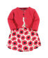 ფოტო #1 პროდუქტის Baby Girls Baby Organic Cotton Dress and Cardigan 2pc Set, Poppy