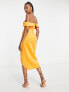 ASOS DESIGN Tall off shoulder corset midi dress in marigold