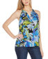 Women's Abstract Floral Tie-Neck Sleeveless Top