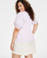Trendy Plus Size Puff-Sleeve Knit Top, Created for Macy's