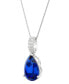 Lab Grown Sapphire (5 ct. t.w.) & Lab Grown Diamond (1/10 ct. t.w.) 18" Pendant Necklace in 14k White Gold