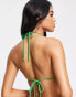 Фото #2 товара Candypants triangle sequin bikini top in green