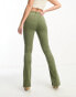 DTT Tall – Bianca – Disco-Jeans in Khaki mit hohem Bund und weitem Bein