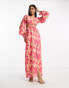 Фото #4 товара Pretty Lavish cut-out maxi dress in pink lily print