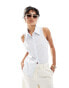 Фото #1 товара Mango stripe sleeveless shirt in white and blue