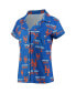 ფოტო #4 პროდუქტის Women's Royal New York Mets Zest Allover Print Button-Up Shirt and Shorts Sleep Set