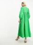 Whistles linen blend trapeze maxi dress in bold green