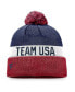 Фото #2 товара Men's Red, Navy Team USA Cuffed Knit Hat with Pom