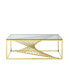 Gold Accent Table with Glass Top & Stainless Steel Frame