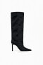 Velvet high-heel knee-high boots