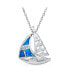 ფოტო #1 პროდუქტის Nautical Synthetic Blue Opal Sailboat Necklace Pendant For Women Sterling Silver Large