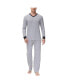 ფოტო #1 პროდუქტის Men's Heat retaining Two Piece V-Neck & Lounge Pants Pajama Set