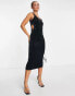 Фото #1 товара Vila cut out side embellished velvet midi dress in black