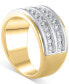 Фото #3 товара Men's Diamond Double Row Band (1-1/2 ct. t.w.) in 10k Two-Tone Gold