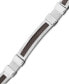 ფოტო #1 პროდუქტის Men's Stainless Steel and Black Carbon Fiber Bracelet, Rectangle Link