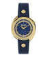 ფოტო #1 პროდუქტის Women's Tortona Crystal 2 Hand Quartz Blue Genuine Leather Watch, 38mm