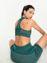 Hummel Seamless sports crop top with scoop neck in teal