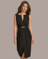 ფოტო #5 პროდუქტის Donna Karan Women's Split-Neck Ruched Hardware-Trim Dress