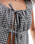 Фото #3 товара Reclaimed Vintage split front top in gingham